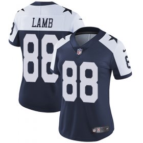 Wholesale Cheap Nike Cowboys #88 CeeDee Lamb Navy Blue Thanksgiving Women\'s Stitched NFL Vapor Throwback Limited Jersey