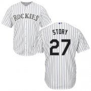 Wholesale Cheap Rockies #27 Trevor Story White Cool Base Stitched Youth MLB Jersey