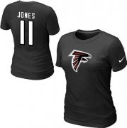 Wholesale Cheap Women's Nike Atlanta Falcons #11 Julio Jones Name & Number T-Shirt Black