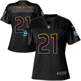 Wholesale Cheap Nike Titans #21 Malcolm Butler Black Women\'s NFL Fashion Game Jersey