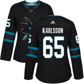 Wholesale Cheap Adidas Sharks #65 Erik Karlsson Black Alternate Authentic Women\'s Stitched NHL Jersey