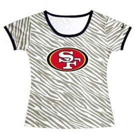 Wholesale Cheap Women\'s San Francisco 49ers Sideline Legend Authentic Logo Zebra Stripes T-Shirt