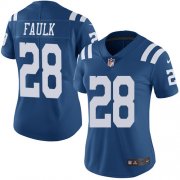 Wholesale Cheap Nike Colts #28 Marshall Faulk Royal Blue Women's Stitched NFL Limited Rush Jersey