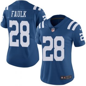 Wholesale Cheap Nike Colts #28 Marshall Faulk Royal Blue Women\'s Stitched NFL Limited Rush Jersey