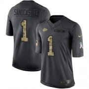 Wholesale Cheap Nike Chiefs #1 Leon Sandcastle Black Men's Stitched NFL Limited 2016 Salute to Service Jersey