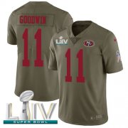 Wholesale Cheap Nike 49ers #11 Marquise Goodwin Olive Super Bowl LIV 2020 Men's Stitched NFL Limited 2017 Salute To Service Jersey