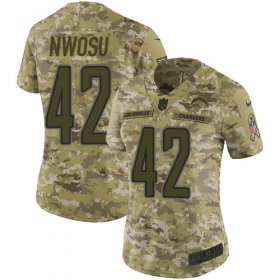 Wholesale Cheap Nike Chargers #42 Uchenna Nwosu Camo Women\'s Stitched NFL Limited 2018 Salute to Service Jersey