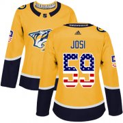 Wholesale Cheap Adidas Predators #59 Roman Josi Yellow Home Authentic USA Flag Women's Stitched NHL Jersey
