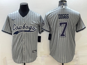 Wholesale Cheap Men's Dallas Cowboys #7 Trevon Diggs Grey With Patch Cool Base Stitched Baseball Jersey