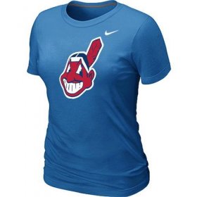 Wholesale Cheap Women\'s MLB Cleveland Indians Heathered Nike Blended T-Shirt Light Blue