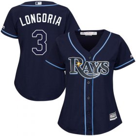 Wholesale Cheap Rays #3 Evan Longoria Dark Blue Alternate Women\'s Stitched MLB Jersey