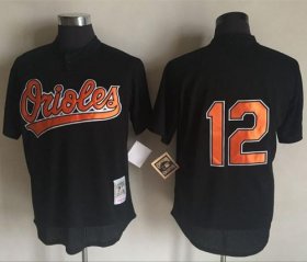 Wholesale Cheap Mitchell And Ness 1997 Orioles #12 Roberto Alomar Black Throwback Stitched MLB Jersey