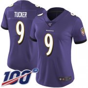 Wholesale Cheap Nike Ravens #9 Justin Tucker Purple Team Color Women's Stitched NFL 100th Season Vapor Limited Jersey