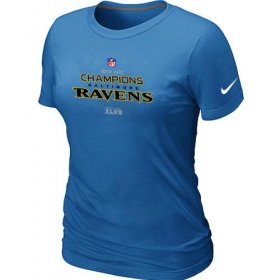 Wholesale Cheap Women\'s Nike Baltimore Ravens 2012 AFC Conference Champions Trophy Collection Long T-Shirt Light Blue