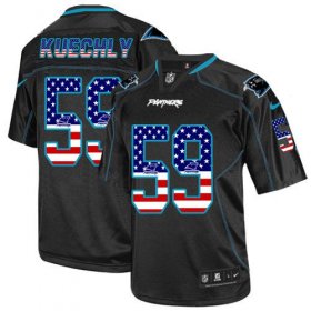 Wholesale Cheap Nike Panthers #59 Luke Kuechly Black Men\'s Stitched NFL Elite USA Flag Fashion Jersey