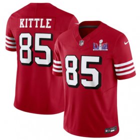 Cheap Men\'s San Francisco 49ers #85 George Kittle New Red 2024 F.U.S.E. Super Bowl LVIII Patch Vapor Untouchable Limited Football Stitched Jersey