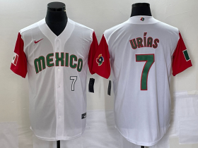 Wholesale Cheap Men\'s Mexico Baseball #7 Julio Urias Number 2023 White Red World Classic Stitched Jersey54