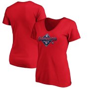 Wholesale Cheap Washington Nationals Majestic Women's 2019 National League Champions Bullpen V-Neck T-Shirt Red