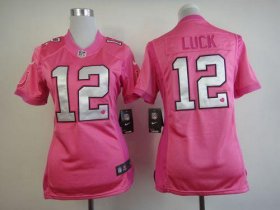 Wholesale Cheap Nike Colts #12 Andrew Luck Pink Women\'s Be Luv\'d Stitched NFL Elite Jersey