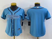 Wholesale Cheap Women's Carolina Panthers Blank Blue With Patch Cool Base Stitched Baseball Jersey