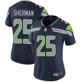 Wholesale Cheap Nike Seahawks #25 Richard Sherman Steel Blue Team Color Women\'s Stitched NFL Vapor Untouchable Limited Jersey