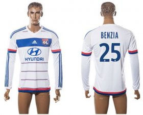 Wholesale Cheap Lyon #25 Benzia Home Long Sleeves Soccer Club Jersey