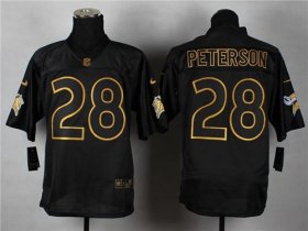 Wholesale Cheap Nike Vikings #28 Adrian Peterson Black Gold No. Fashion Men\'s Stitched NFL Elite Jersey