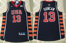 Wholesale Cheap 2004 Olympics Team USA Men\'s #13 Tim Duncan Navy Blue Stitched Basketball Reebok Swingman Jersey