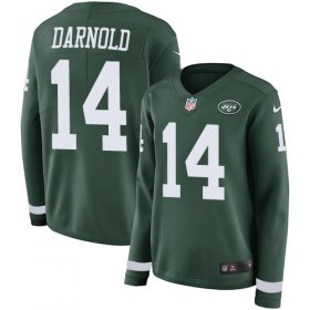 Wholesale Cheap Nike Jets #14 Sam Darnold Green Team Color Women\'s Stitched NFL Limited Therma Long Sleeve Jersey
