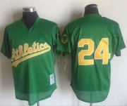 Wholesale Cheap Mitchell And Ness 1998 Athletics #24 Rickey Henderson Green Throwback Stitched MLB Jersey
