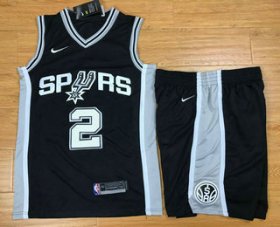 Wholesale Cheap Men\'s San Antonio Spurs #2 Kawhi Leonard Black 2017-2018 Nike Swingman Stitched NBA Jersey With Shorts