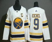 Wholesale Cheap Youth Buffalo Sabres #9 Jack Eichel White With Gold C Patch and 50th Anniversary Adidas Stitched NHL Jersey