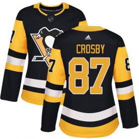 Wholesale Cheap Adidas Penguins #87 Sidney Crosby Black Home Authentic Women\'s Stitched NHL Jersey