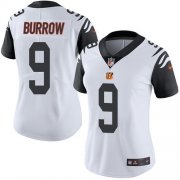 Wholesale Cheap Nike Bengals #9 Joe Burrow White Women's Stitched NFL Limited Rush Jersey