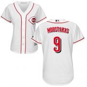 Wholesale Cheap Reds #9 Mike Moustakas White Home Women's Stitched MLB Jersey