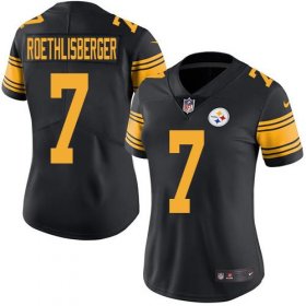 Wholesale Cheap Nike Steelers #7 Ben Roethlisberger Black Women\'s Stitched NFL Limited Rush Jersey