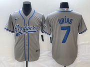 Wholesale Cheap Men's Los Angeles Dodgers #7 Julio Urias Grey With Patch Cool Base Stitched Baseball Jersey1