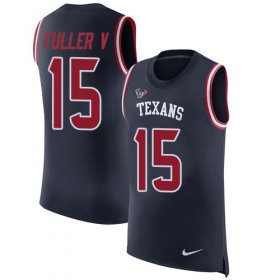 Wholesale Cheap Nike Texans #15 Will Fuller V Navy Blue Team Color Men\'s Stitched NFL Limited Rush Tank Top Jersey