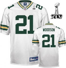 Wholesale Cheap Packers #21 Charles Woodson White Super Bowl XLV Stitched NFL Jersey