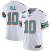 Wholesale Cheap Men's Miami Dolphins 2022 #10 Tyreek Hill White With 2-star C Patch Rush Color Stitched Football Jerse