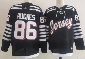 Wholesale Cheap Men\'s New Jersey Devils #86 Jack Hughes adidas Black 2021-22 Alternate Primegreen Authentic Pro Player Third Jersey