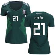 Wholesale Cheap Women's Mexico #21 C.Pena Home Soccer Country Jersey