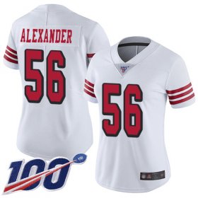 Wholesale Cheap Nike 49ers #56 Kwon Alexander White Rush Women\'s Stitched NFL Limited 100th Season Jersey