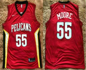 Wholesale Cheap Men\'s New Orleans Pelicans #55 E\'Twaun Moore New Red 2017-2018 Nike Swingman Stitched NBA Jersey