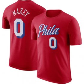 Cheap Men\'s Philadelphia 76ers #0 Tyrese Maxey Red 2022-23 Statement Edition Name & Number T-Shirt