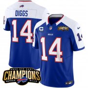 Cheap Men's Buffalo Bills #14 Stefon Diggs Blue White 2023 F.U.S.E. AFC East Champions With 4-star C Ptach Football Stitched Jersey