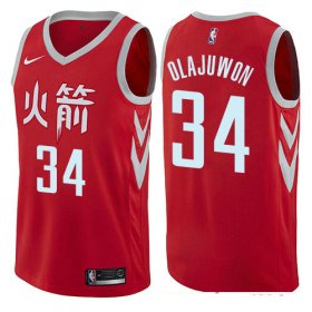 Wholesale Cheap Houston Rockets #34 Hakeem Olajuwon Red Nike NBA Men\'s Stitched Swingman Jersey City Edition