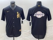Cheap Men's Los Angeles Dodgers Team Big Logo Black Cool Base Stitched Baseball Jerseys