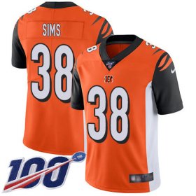 Wholesale Cheap Nike Bengals #38 LeShaun Sims Orange Alternate Men\'s Stitched NFL 100th Season Vapor Untouchable Limited Jersey