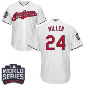 Wholesale Cheap Indians #24 Andrew Miller White Home 2016 World Series Bound Stitched Youth MLB Jersey